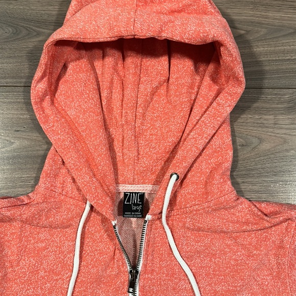 Zine Zip-Up Hoodie - an orangey/pink colour - Size: Large - Picture 5 of 5